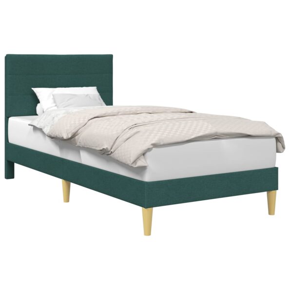 vidaXL Rám postele s čelnou doskou Tmavozelená 90 x 190 cm látka – Obrázok 2