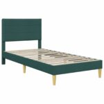 vidaXL Rám postele s čelnou doskou Tmavozelená 90 x 190 cm látka – Obrázok 3