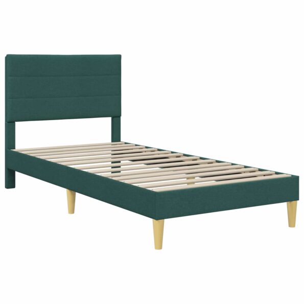 vidaXL Rám postele s čelnou doskou Tmavozelená 90 x 190 cm látka – Obrázok 3