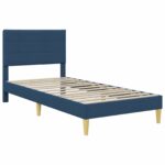 vidaXL Rám postele s čelnou doskou Modrá 90 x 190 cm látka – Obrázok 3