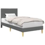 vidaXL Rám postele s čelnou doskou Tmavosivá 100 x 200 cm Látka – Obrázok 2