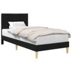vidaXL Rám postele s čelnou doskou Čierna 100 x 200 cm Látka – Obrázok 2