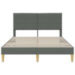 vidaXL Rám postele s čelnou doskou Tmavosivá 140 x 190 cm Látka – Obrázok 4