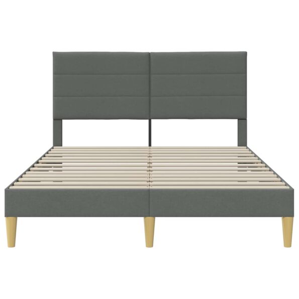 vidaXL Rám postele s čelnou doskou Tmavosivá 140 x 190 cm Látka – Obrázok 4