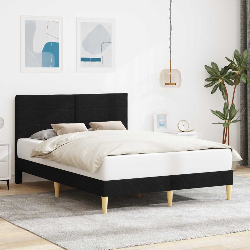 42027584_1.jpg vidaXL Rám postele s čelnou doskou Čierna 140 x 190 cm Látka – Obrázok 1