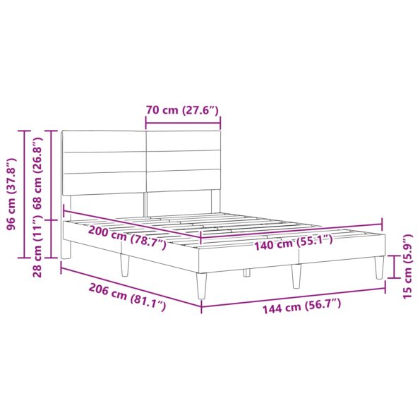 vidaXL Rám postele s čelnou doskou Tmavosivá 140 x 200 cm Látka – Obrázok 9