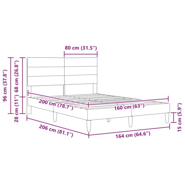 vidaXL Rám postele s čelnou doskou Sivohnedá 160 x 200 cm látka – Obrázok 9