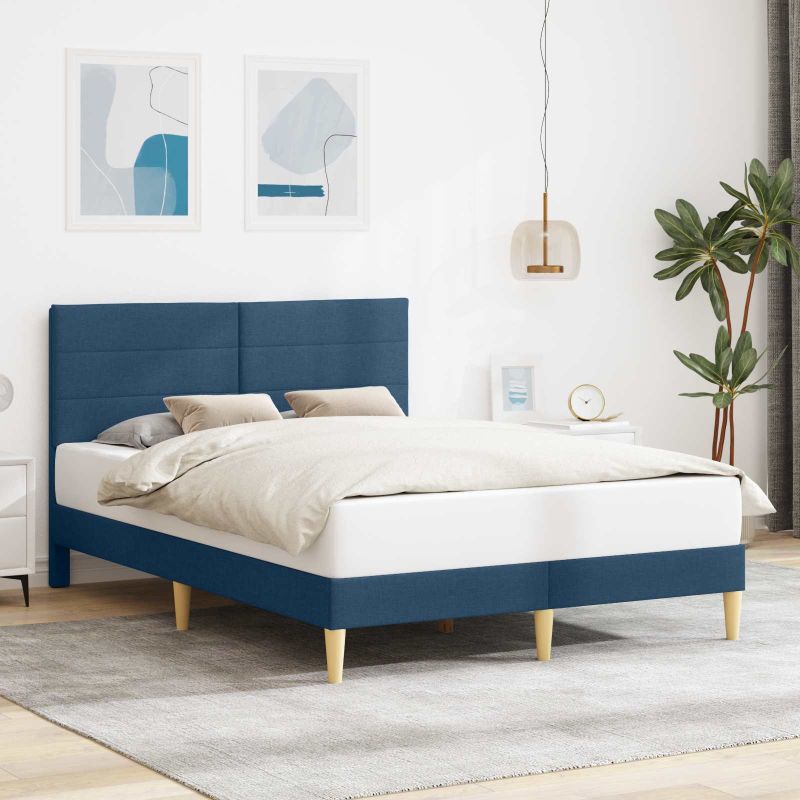 42027599_1.jpg vidaXL Rám postele s čelnou doskou Modrá 160 x 200 cm látka – Obrázok 1
