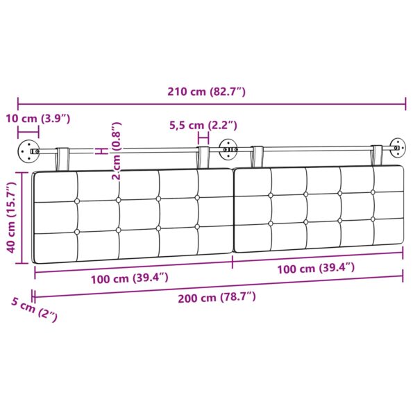 vidaXL Závesná Čelá Nástenný Biely 210 x 55 x 5 cm Umelá koža – Obrázok 11