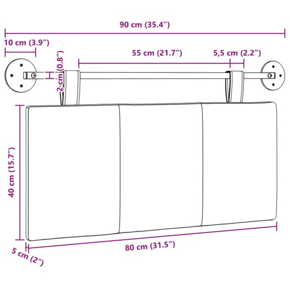 vidaXL Závesná Čelá Nástenný Sivohnedá 90 x 55 x 5 cm látka – Obrázok 11
