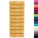 vidaXL Prémiové umývacie utierky SOLUND 10 ks zlaté 30x30 cm 600 g/m² – Obrázok 2
