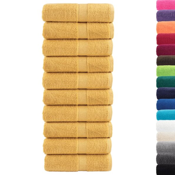 vidaXL Prémiové umývacie utierky SOLUND 10 ks zlaté 30x30 cm 600 g/m² – Obrázok 2
