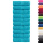 vidaXL Prémiové umývacie utierky SOLUND 10 ks tyrkysové 30x30 cm 600 g/m² – Obrázok 2