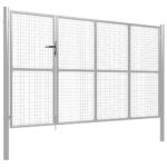 vidaXL Záhradná brána oceľová 350x200 cm strieborná – Obrázok 2