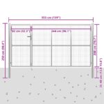 vidaXL Záhradná brána oceľová 350x200 cm strieborná – Obrázok 5