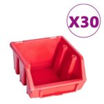 vidaXL 136-dielna súprava úložných boxov s nástennými panelmi červená a čierna – Obrázok 2