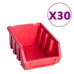 vidaXL 136-dielna súprava úložných boxov s nástennými panelmi červená a čierna – Obrázok 3