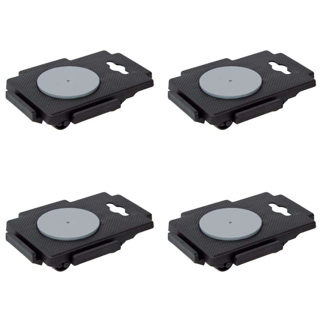 154486_1.jpg vidaXL Sťahovacie vozíky s 8 kolieskami, 4 ks, čierne, polypropylén, 150 kg – Obrázok 1
