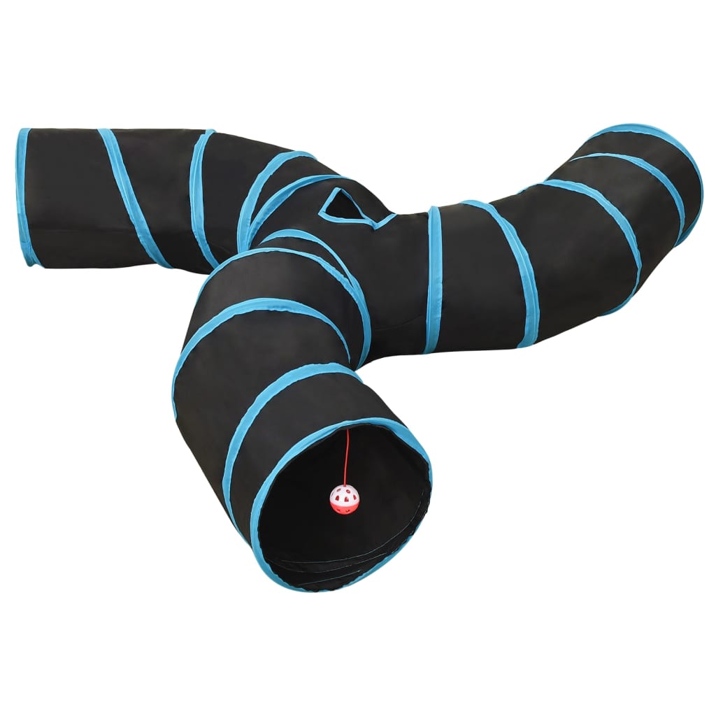 172186_1.jpg vidaXL Mačací tunel 3-cestný čierno-modrý 25 cm polyester – Obrázok 1