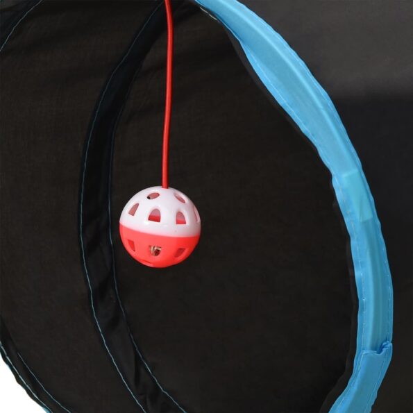 vidaXL Mačací tunel 3-cestný čierno-modrý 25 cm polyester – Obrázok 5