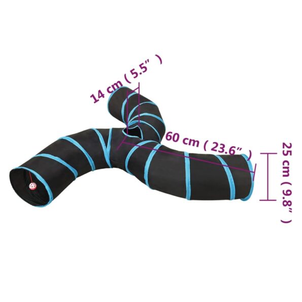 vidaXL Mačací tunel 3-cestný čierno-modrý 25 cm polyester – Obrázok 6