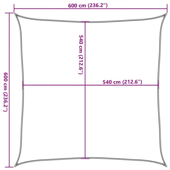 vidaXL Slnečná plachta 160 g/m² štvorcová žltá 6x6 m HDPE – Obrázok 10