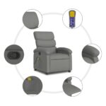 vidaXL Masážne kreslo s polohovacím mechanizmom, tmavosivá látka – Obrázok 8