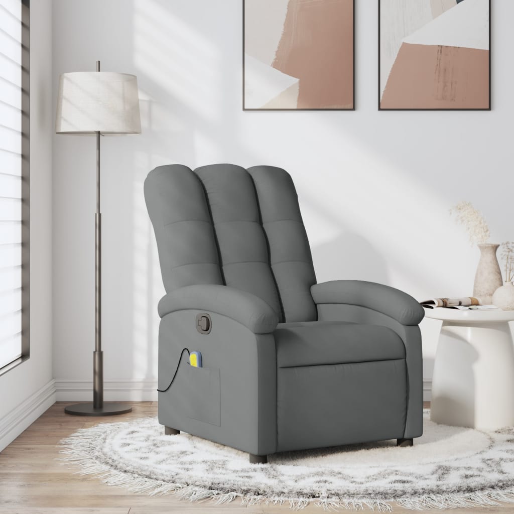 3205385_1-4.jpg vidaXL Masážne kreslo s polohovacím mechanizmom, tmavosivá látka – Obrázok 1