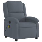 vidaXL Masážne kreslo s polohovacím mechanizmom, tmavošedé zamatové – Obrázok 3