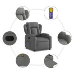vidaXL Masážne kreslo s polohovacím mechanizmom, tmavosivá látka – Obrázok 6