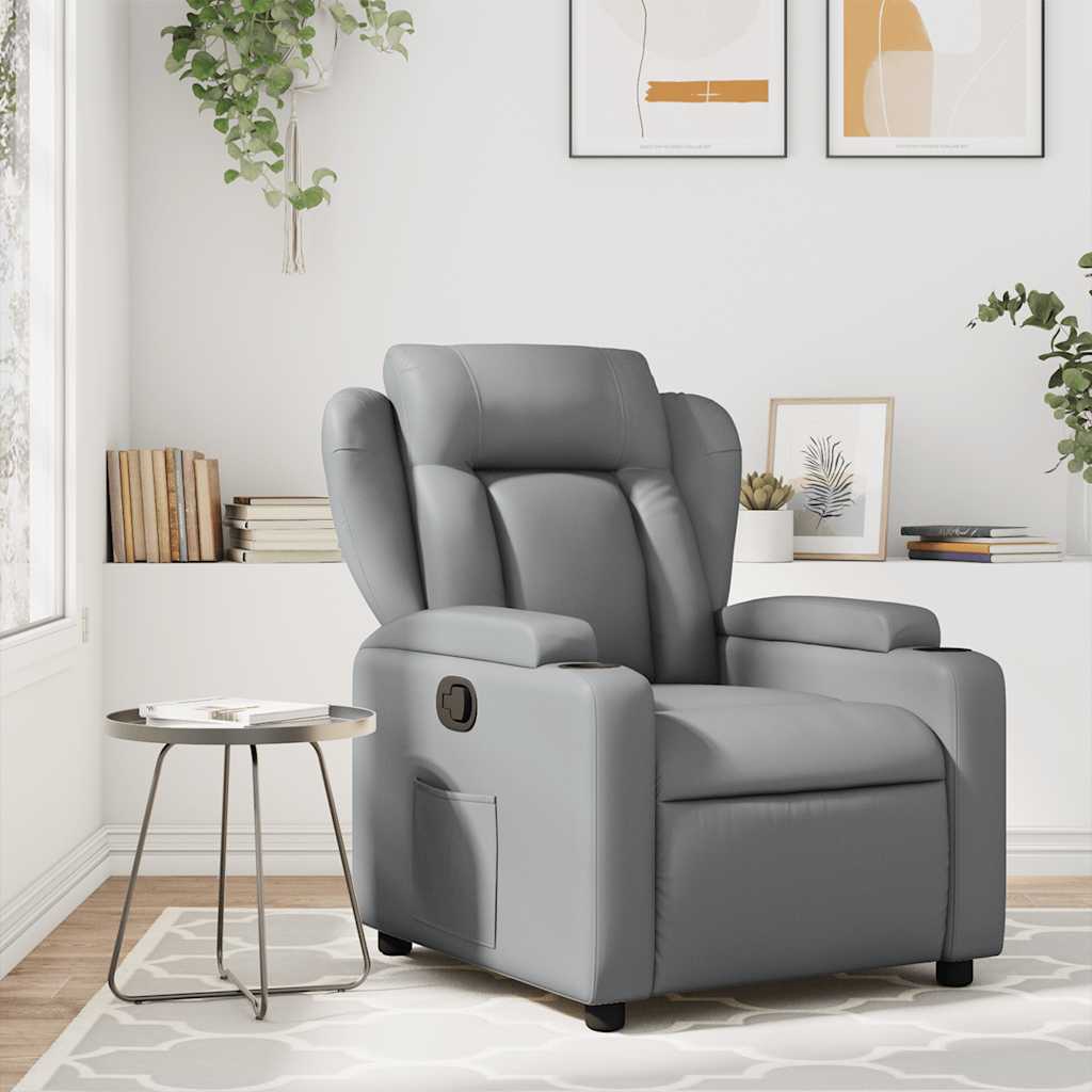 3205598_1.jpg vidaXL Masážne kreslo s polohovacím mechanizmom, sivé, umelá koža – Obrázok 1