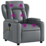 vidaXL Masážne kreslo s polohovacím mechanizmom, sivé, umelá koža – Obrázok 2
