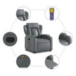 vidaXL Masážne kreslo s polohovacím mechanizmom, sivé, umelá koža – Obrázok 6