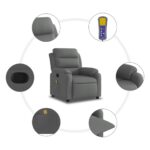 vidaXL Masážne kreslo s polohovacím mechanizmom, tmavosivá látka – Obrázok 6