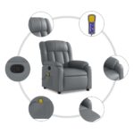 vidaXL Masážne kreslo s polohovacím mechanizmom, sivé, umelá koža – Obrázok 6