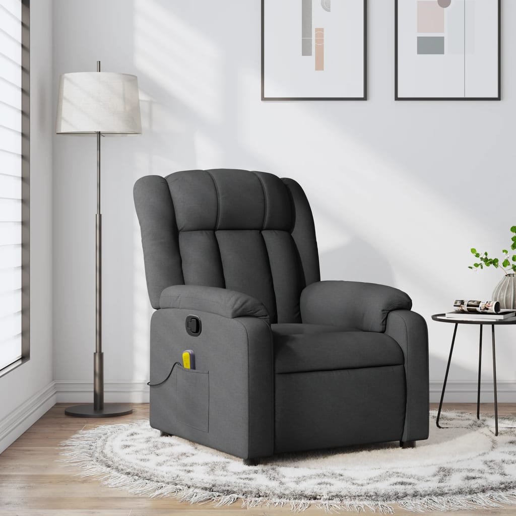 3205777_1.jpg vidaXL Masážne kreslo s polohovacím mechanizmom, tmavosivá látka – Obrázok 1