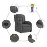 vidaXL Masážne kreslo s polohovacím mechanizmom, tmavosivá látka – Obrázok 6