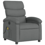vidaXL Masážne kreslo s polohovacím mechanizmom, tmavosivá látka – Obrázok 3