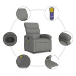 vidaXL Masážne kreslo s polohovacím mechanizmom, tmavosivá látka – Obrázok 8