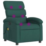 vidaXL Masážne kreslo s polohovacím mechanizmom, tmavozelené, látkové – Obrázok 2