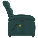 vidaXL Masážne kreslo s polohovacím mechanizmom, tmavozelené, látkové – Obrázok 5