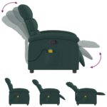 vidaXL Masážne kreslo s polohovacím mechanizmom, tmavozelené, látkové – Obrázok 7