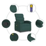 vidaXL Masážne kreslo s polohovacím mechanizmom, tmavozelené, látkové – Obrázok 8