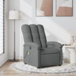 vidaXL Masážne kreslo s polohovacím mechanizmom, tmavosivá látka