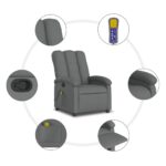 vidaXL Masážne kreslo s polohovacím mechanizmom, tmavosivá látka – Obrázok 8