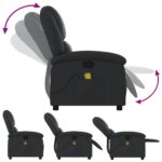 vidaXL Masážne kreslo s polohovacím mechanizmom, čierne, pravá koža – Obrázok 5