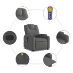 vidaXL Masážne kreslo s polohovacím mechanizmom, tmavosivá látka – Obrázok 6
