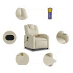 vidaXL Masážne kreslo s polohovacím mechanizmom, krémové, umelá koža – Obrázok 6