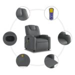 vidaXL Masážne kreslo s polohovacím mechanizmom, sivé, umelá koža – Obrázok 6
