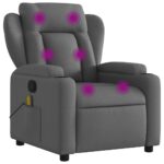 vidaXL Masážne kreslo s polohovacím mechanizmom, tmavosivá látka – Obrázok 2